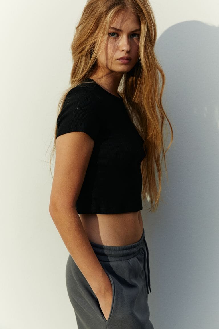 Cotton jersey top - Black